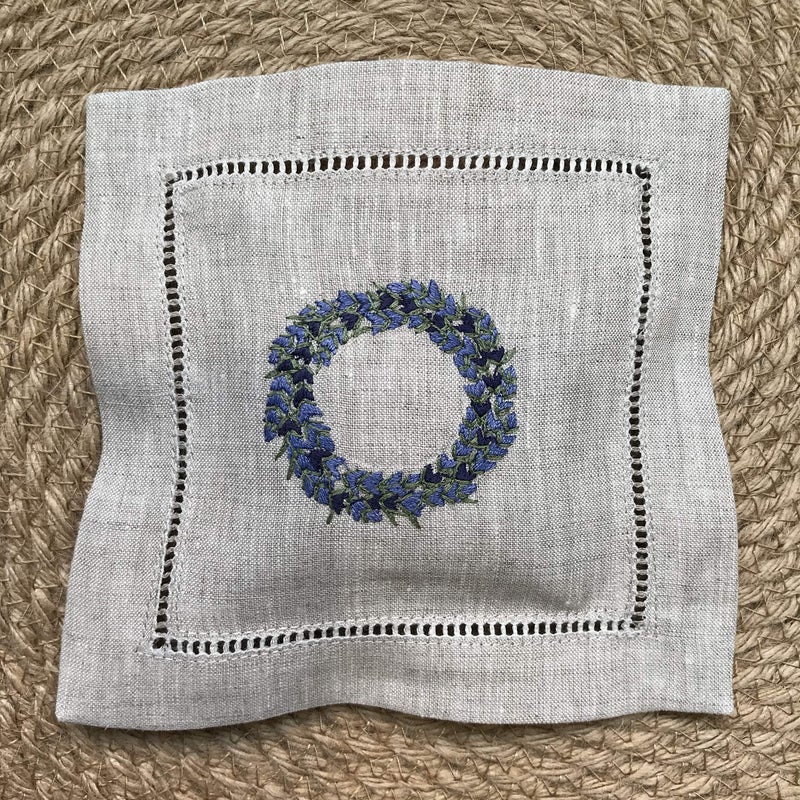 Minhcraft Hand embroidered lavender pillow sachet bag Lavender crown  natural linen cushion 6""x6""  set of 3 - Image 4